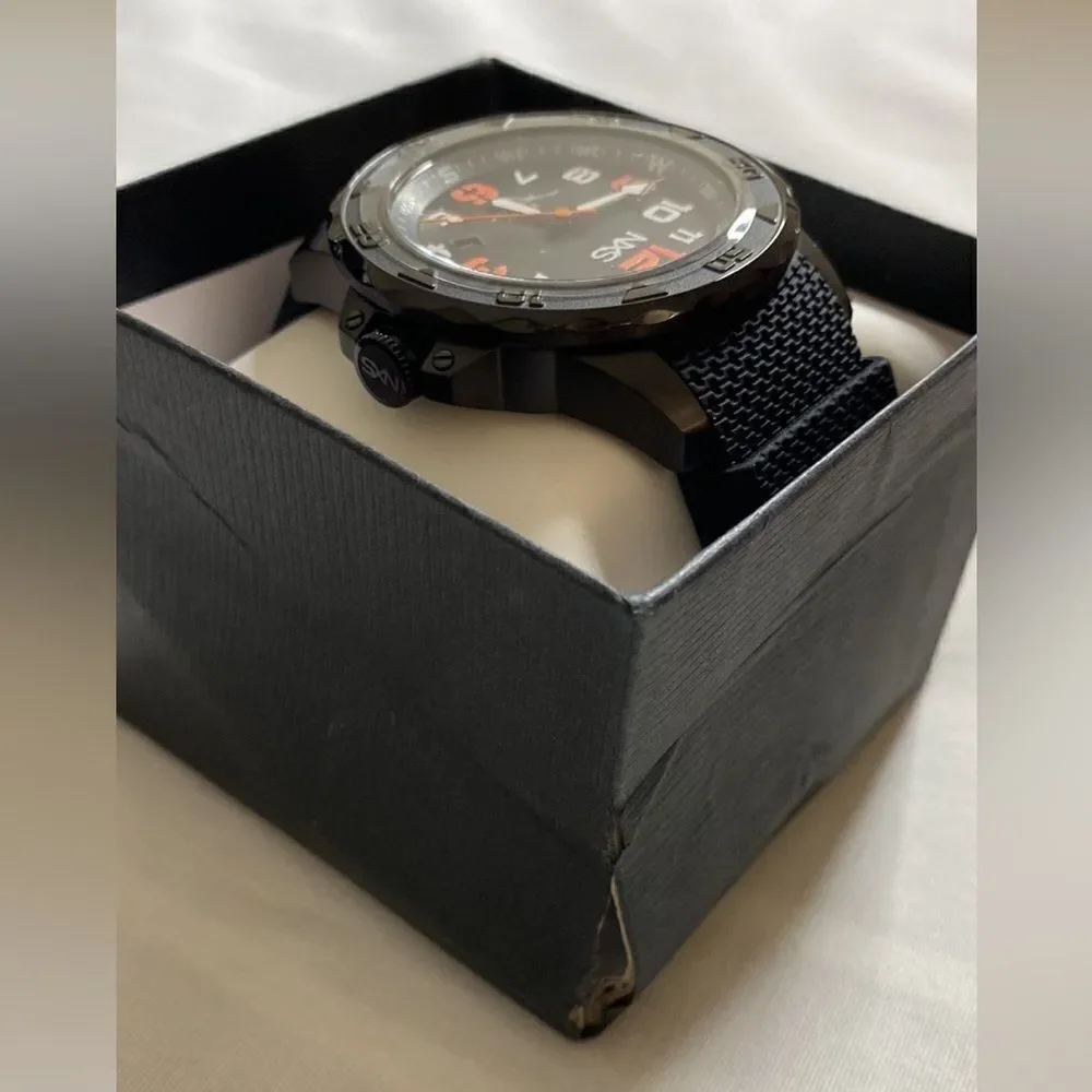 NWB NSX Watches Torstein Black Men's Sport Watch Bold Colored Luminescence